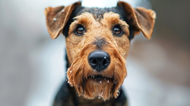 Capturing a moment of a wet brown dog with water droplets emphasizing the animal’s resilience