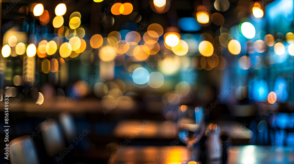 Poster abstract blur and defocused night bar and restaurant for background : generative ai