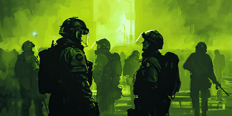 Dialogue (Green): Symbolizes the importance of open communication and dialogue between police and protesters to prevent escalation of tensions