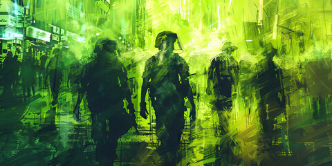 Dialogue (Green): Symbolizes the importance of open communication and dialogue between police and protesters to prevent escalation of tensions