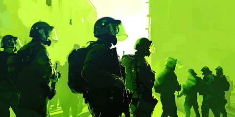 Dialogue (Green): Symbolizes the importance of open communication and dialogue between police and protesters to prevent escalation of tensions