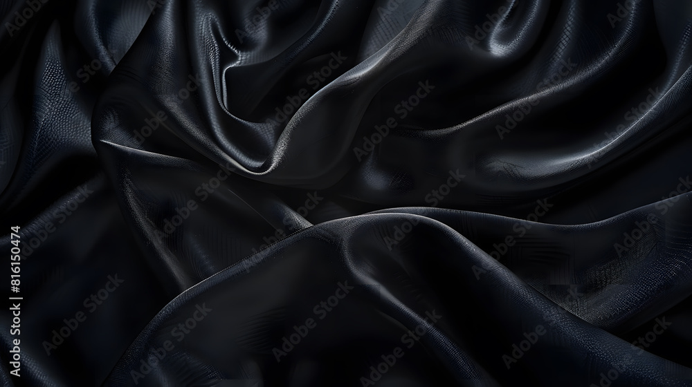 Leinwandbilder dark background black fabric texture with empty space : generative ai