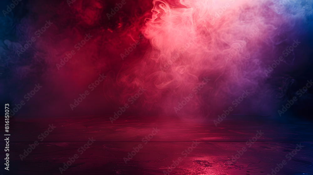 Aufkleber abstract technology dark red empty street asphalt floor studio room with smoke floating up the inter