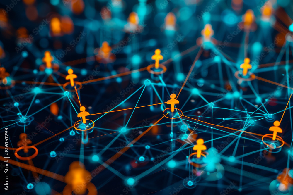 Poster a computer generated image of a network of people