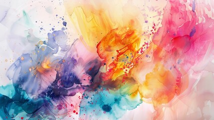 Colorful Watercolor Painting on White Background