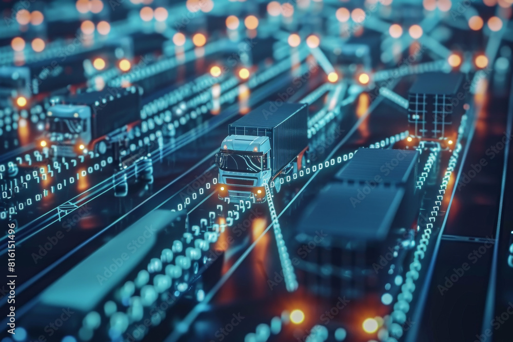 Poster a computer generated image of a truck on a highway