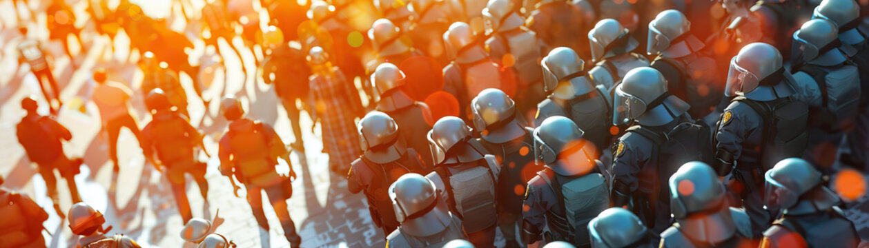Crowd Dynamics (Silver): Symbolizes the understanding of crowd behavior and dynamics that inform police strategies and tactics at protests
