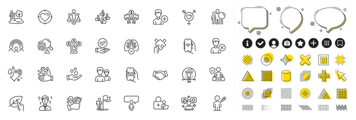 Set of Organic tested, People vaccination and Couple line icons for web app. Design elements, Social media icons. Fingerprint, Social distance, Approved checkbox icons. Vector