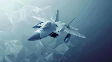 fighter jet in flight from abstract polygonal point hyper realistic 