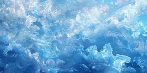 Obraz premium Blue and White Painting of the Ocean