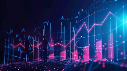 Graph of business growth strategy ideas. Low poly wireframe style design with points of connection. Modern illustration. hyper realistic 