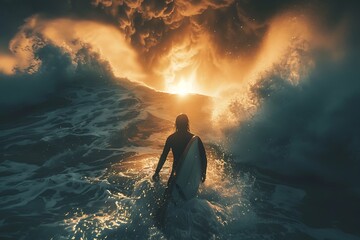 The electric buzz of excitement as surfers wait for the perfect wave, the heat of anticipation palpable in the summer air.