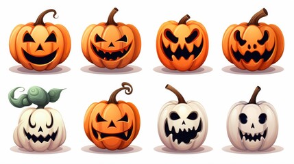 This series features pumpkins with Halloween themes, from creepy to cute, ideal for holiday designs and events