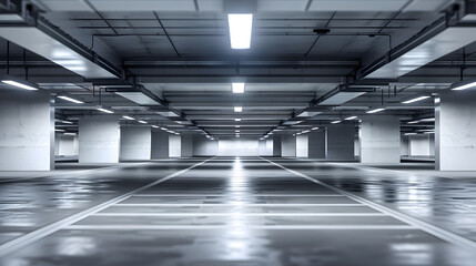 Empty underground parking background with copy space : Generative AI