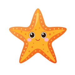 starfish with cute face isolated on white background
