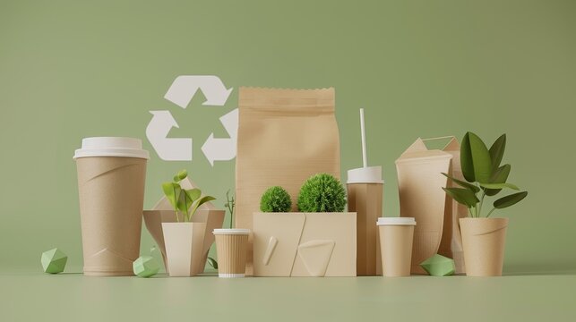 3d modelDepict a product packaged in biodegradable materials like paper, showcasing sustainable packaging solutions for Earth Day.space for text
