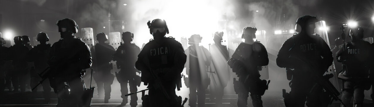 Intimidation (Black): Signifies the use of police presence to intimidate or deter protesters from exercising their rights