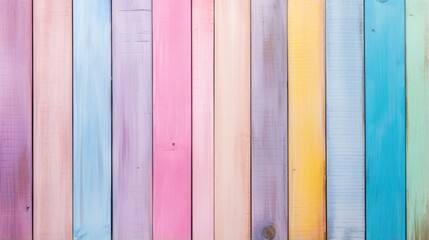 Parallel wooden planks are painted in a selection of pastel hues, perfect for a harmonious and minimalist aesthetic
