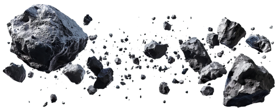 Flying asteroids cut out