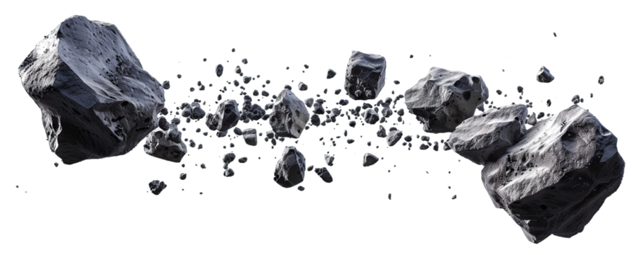 Flying asteroids cut out