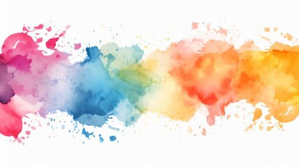 Obraz premium Gentle watercolor bleeds in pastel shades flowing gracefully across the horizontal white space