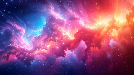 Purple gradient mystical sky with clouds and stars background wallpaper. The celestial bodies twinkle against the ethereal backdrop