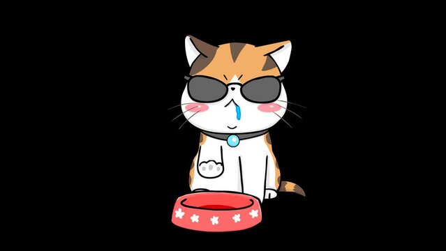 Animated Kitten Wanting Food   - Transparent Background