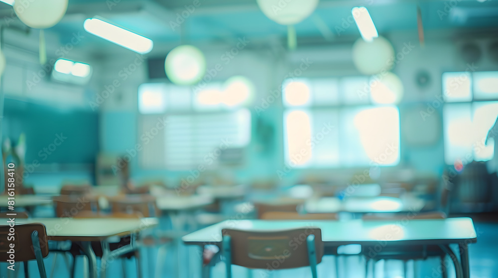 Poster blur image of empty classroom : generative ai