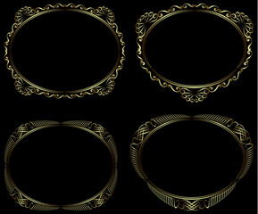 Set of golden frames. Vector illustration.