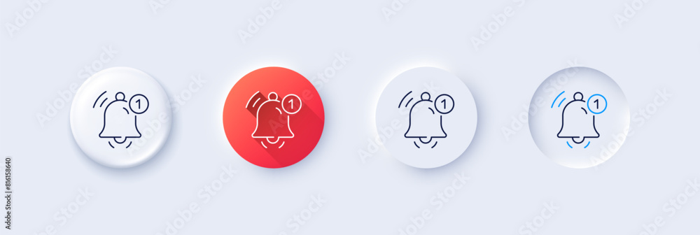 Poster reminder line icon. neumorphic, red gradient, 3d pin buttons. notice bell sign. notification new mes