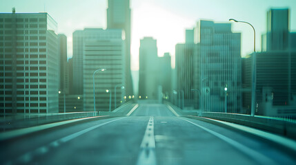 Fototapeta premium Highway skyline and city buildings : Generative AI