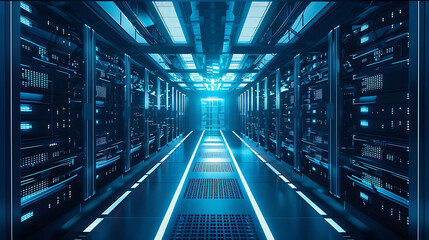 Abstract technology background of information superhighway data center.