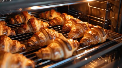 Croissants being baked in the oven