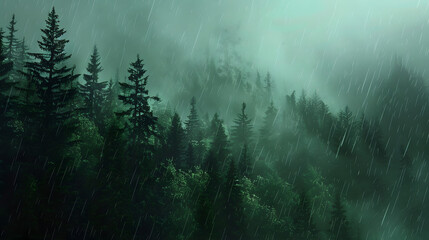 Obraz premium background forest landscape rain