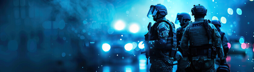 Naklejka premium Public Safety (Blue): Signifies the argument that police militarization enhances public safety by providing law enforcement with necessary tools and tactics