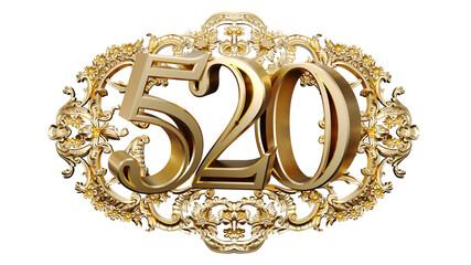 golden number five hundred twenty in the center of Decorative golden vintage frames, number 520