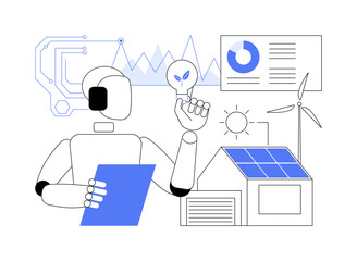 AI-Enhanced Renewable Energy abstract concept vector illustration.