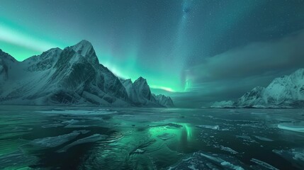 Aurora Borealis Timelapse on Lofoten Islands Norway hyper realistic 