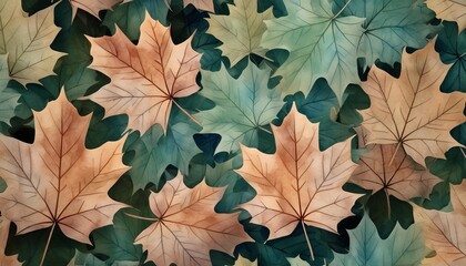 maple leaves seamless pattern watercolor background