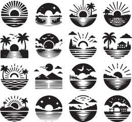 Naklejka premium black and white icons set