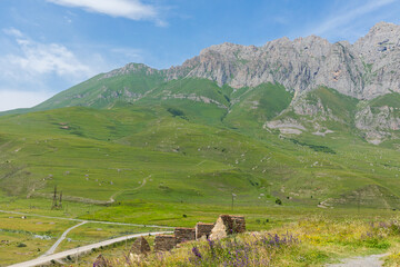 Russia, North Ossetia, Alania - July 29 2023: Ancient Dargavs Village City of the Dead. North...