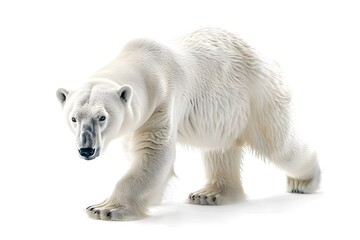Fototapeta premium Wild polar bear isolated on white background. Concept of animal protection, environmental protection.