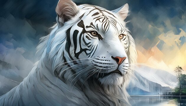 A male white tijger with beautifull fur