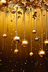 Shimmering gold background with Christmas balls