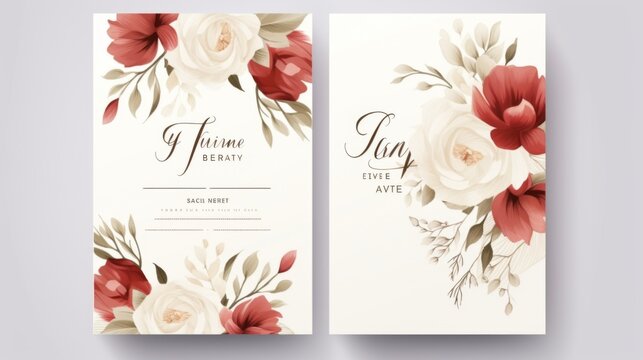 Ivory and red floral artwork combined with refined typography for an exquisite wedding invitation