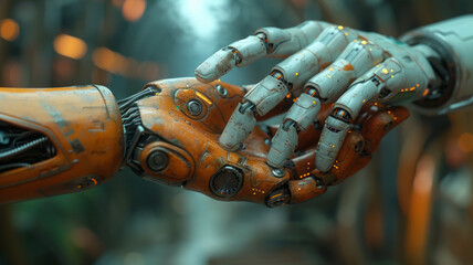 Fototapeta premium Together, humans and artificial intelligence are taking over the world ,generative ai