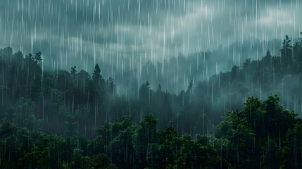 Obraz premium background forest landscape rain