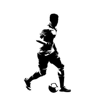 recommend clip art: Football player, kicking ball soccer, abstract isolated vector silhouette