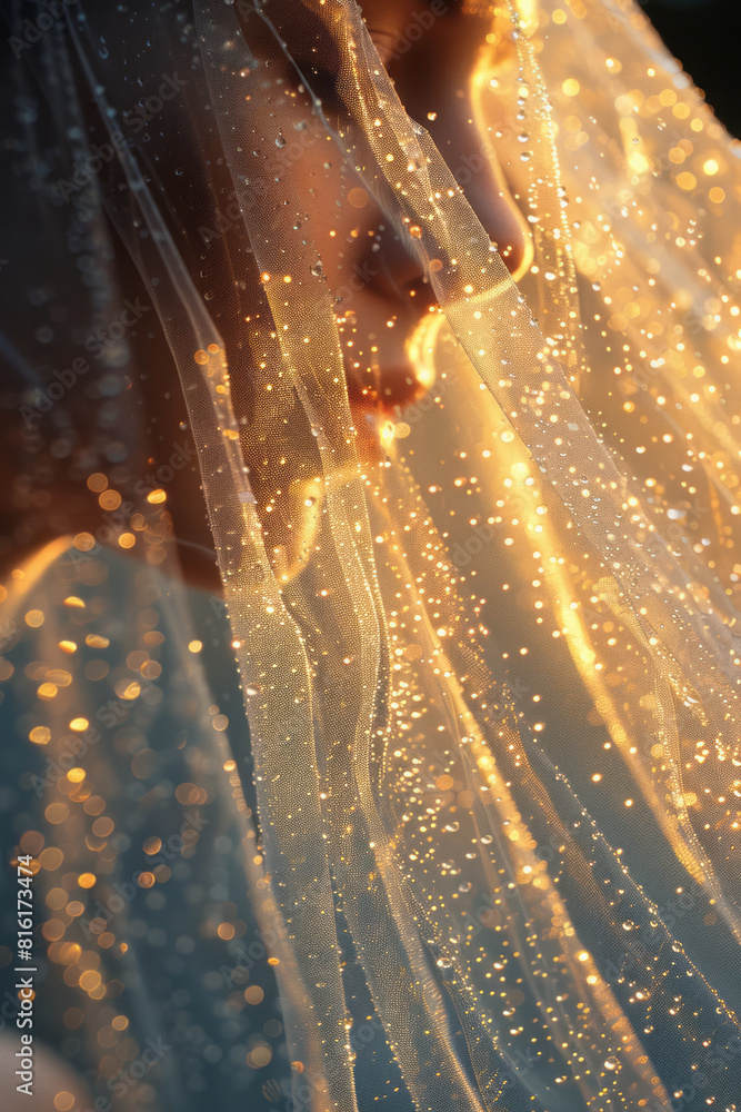 Poster artistic portrayal of a handkerchief morphing into raindrops, highlighting the purifying effect of w