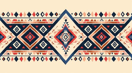 An ethnic style handmade geometric ornament border design for fashion fabric wallpaper web and print applications